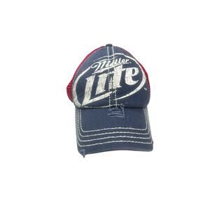 Miller Lite A Flex Red Blue Ballcap OSFM distressed